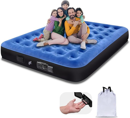 Air Mattress Full with Built in Pump,10’’ Blow up Bed for Adults, 650 LBS Portable Air Bed,Camping Inflatable Mattress for Guest, Camping, Home & Travel, Carry Bag Included