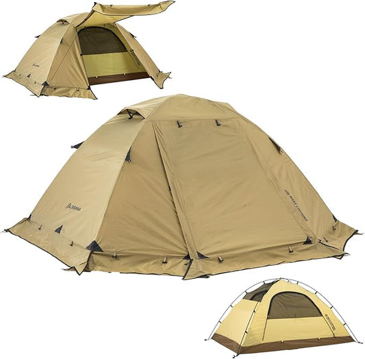 BISINNA 4 Season Tent for Backpacking Winter Tents 2 Person Lightweight Cold Weather Tents Waterproof Double Layer All Season Tent Aluminum Alloy Poles Easy Set Up for Camping, Hiking, Outdoor