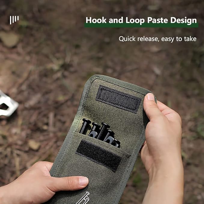 2Pcs Tent Stakes Bags Puncture Resistant Tent Peg Storage Bags Large Capacity Waterproof Nail Pouch for Hiking Camping (2Pcs S)