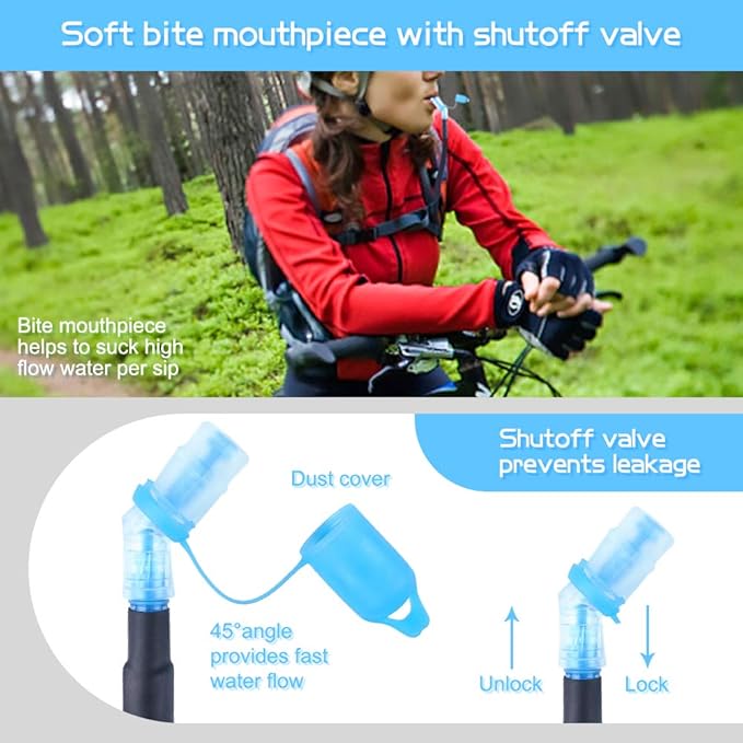 2L Hydration Bladder, Water Bladder for Hiking Backpack 2 Liter Water Storage Bag with Insulated Tube, Hydration Back Pack Replacement for Outdoor Camping Running Cycling