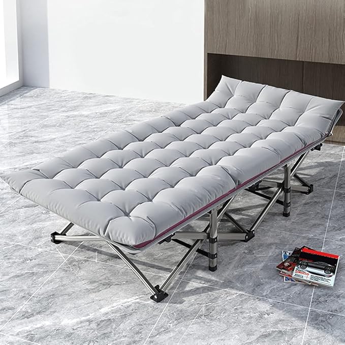 NAIZEA Folding Camping Cots for Adults, Portable Cot with Mattress Heavy Duty Outdoor Bed with Carry Bag 1200d Oxford Cloth Sleeping Cots for Camping Office Nap Home Guest Beach Travel