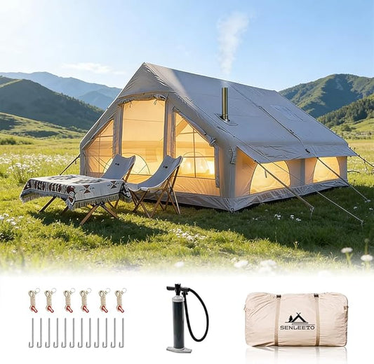 Inflatable Tents for Camping, Large Inflatable Camping Tent with Hand Pump, Easy Setup Tents for 4-6 People, Portable Glamping Tent