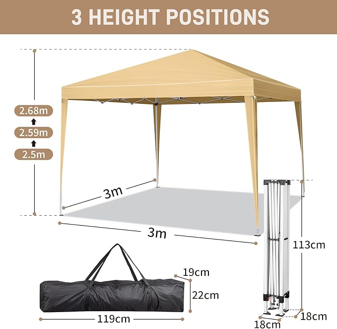 Outvita 10x10ft Ez Pop Up Canopy, Portable Instant Canopy Tent with 4 SideWalls for Outdoor Events, Party, Wedding, Birthday,Graduation