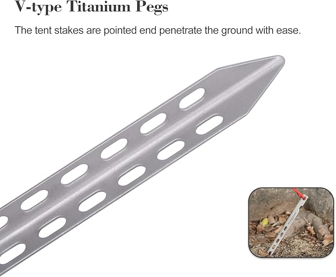 iBasingo 8 pcs/Lot Ultralight Titanium Tent Pegs Outdoor Camping Tent Stakes for Sand Heavy Duty Portable Tent Nail for Garden Picnic A-Ti4008P