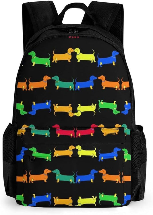 Supdreamc Lightweight Rucksack for Sports Travel Running, Big Capacity Multipurpose Anti-Theft Bookbag, Colorful Dachshund Dogs Travel and Sport Backpack Rucksack