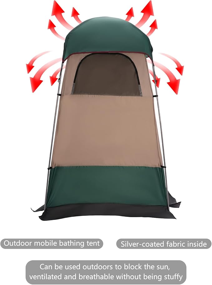 Shower Tent for Camping Outdoor Privacy Tent 63 * 63 * 94.5" Spacious Camping Changing Tent Dressing Room Portable Toilet Tent Camping Privacy Shelter Instant Outdoor Rain Shelter (Dark Green)