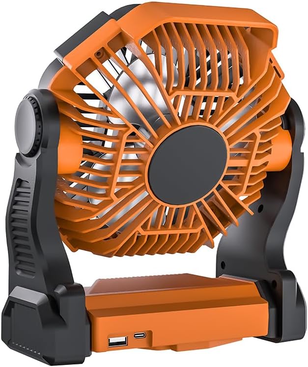 ToughTested Camping Fan with LED Light – 58H Runtime, 4-Speed Wind, 360° Rotation & Hook – Portable Tent Fan for Camping, BBQ, Travel, Beach, Outdoor & Indoor Use