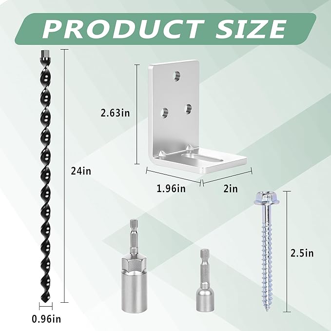 24" Ground Anchors Screw in, 4PCS Heavy Duty Mobile Home Anchors, Multi-Purpose Earth Anchors with Brackets and Adapter for Drill, Ideal for Mobile Homes, Storage Sheds and Carports (Sliver)