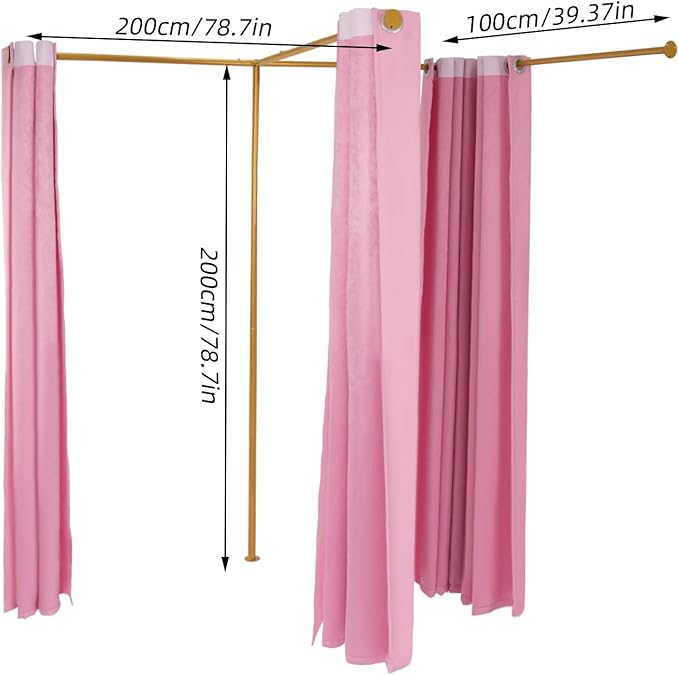 Clothing Store Fitting Room, Clothing Store Dressing Room, F-Shaped Room Privacy Protection Changing Room Divider, Dressing Room Fitting Room for Boutique, Curtain Room Divider (F-Shaped-Pink)