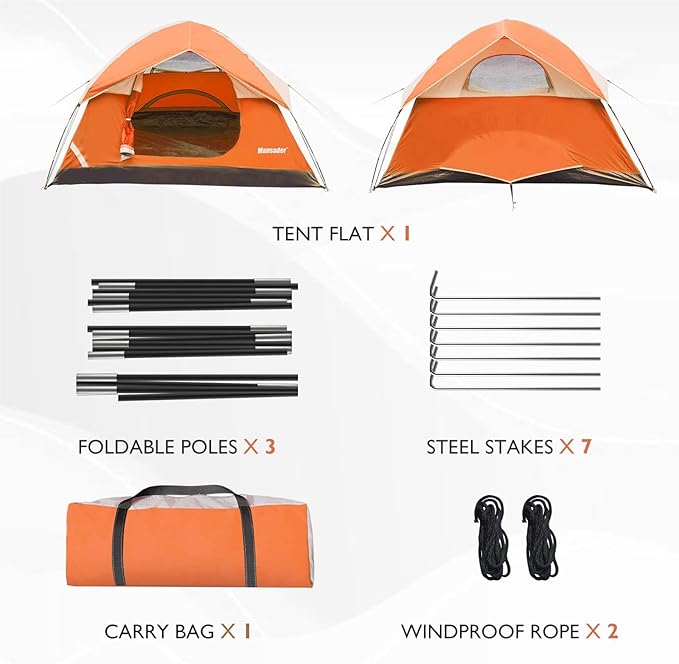 Camping Tent, Waterproof 2/3/4 Person Tents for Camping, Lightweight Easy Set Up Outdoor Hiking Tent Backpacking Tent with Carry Bag, Backpack Tent Suit for Family Beach Hiking Travel