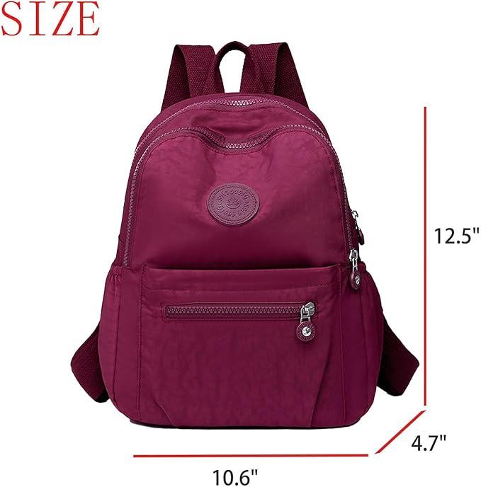 Simple Casual Solid Color Lightweight College Work Backpack Anti Theft Travel Backpack Daypack for Women (Rose Red)