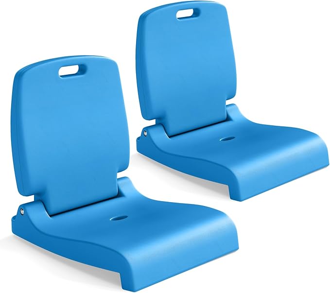 GYMAX 2 Pack Foldable Poolside Chairs for Edge of Pool, Portable Pool Chair with Handle, Drainage Hole, Lightweight Folding Flip Seat for Beaches, Camping, Fishing, Tailgating, Lawn (Blue,2)