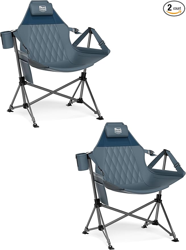 TIMBER RIDGE Hammock Camping Chair, Oversized Swinging Chair with Adjustable Back and Seat Height, Portable Folding Rocking Camping Chair for Outdoor Lawn, Backyard and Patio, Supports 400lbs