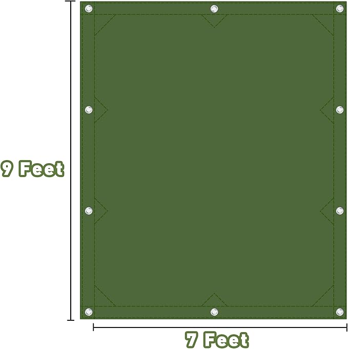 CARTMAN Finished Size 7x9 Feet Canvas Tarp with Rustproof Grommets, Heavy Duty Multipurpose Tarpaulin Cover for Canopy Tent, Roof, Camping, Woodpile