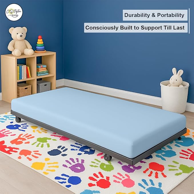 Cot Fitted Sheet 33 x 75, 100% Egyptian Cotton, 1 PC Cot Size Bottom Sheet Only, Perfect for Narrow Twin, Camp Bunk, Army Cots, Trifold Mattress, Camping Cot, Guest Bed Replacement(Light Blue)