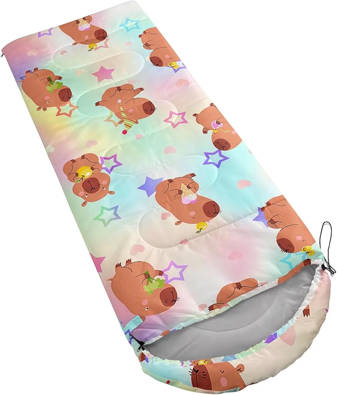 AILONEN Girls Pink Camping Sleeping Bags,Lightweight & Waterproof,3 Season Warm & Cool Weather,Cute Bow Duck Print Sleeping Bags for Kids,Girls,Adults Travelling,Outdoors