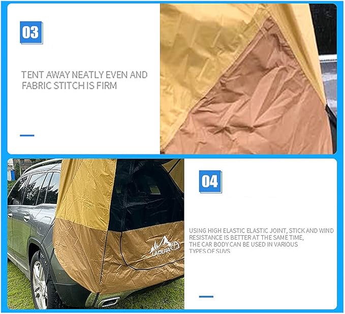 SUV Tailgate Tent with Awning,Waterproof SUV Tents for Camping, Car Hatchback Truck Roof Canopy Sun Shade Privacy Shelter for Outdoor Travel, Universal Fit Most SUV