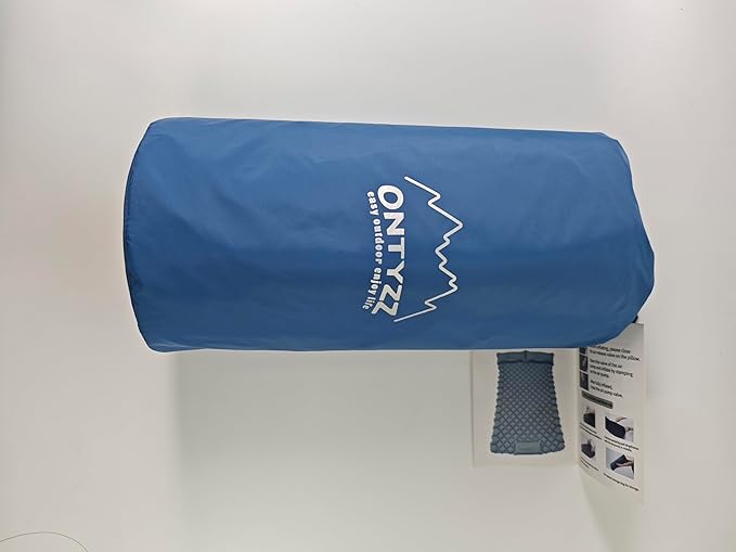 ONTYZZ Sleeping Pad Ultralight Inflatable Sleeping Pad with Built-in Foot Pump Upgraded Durable Compact Camping Air Pad for Camping Hiking Traveling, Blue