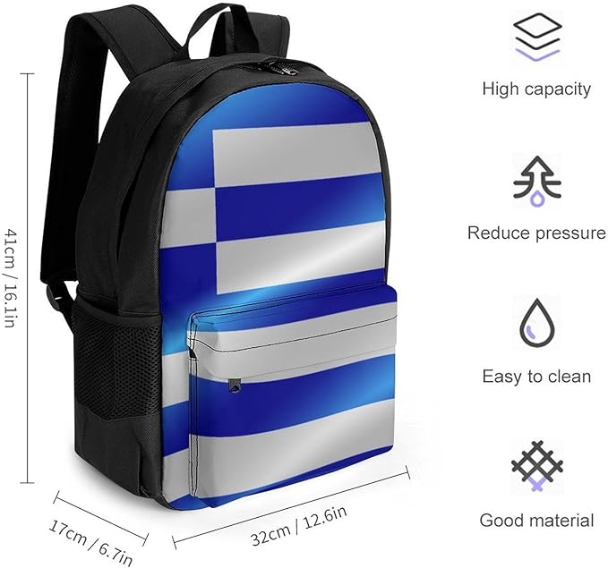 Rucksacks Multipurpose Anti-Theft Big Capacity Bookbag, Flag Of Greece Travel Hiking Camping Rucksack With Padded Straps