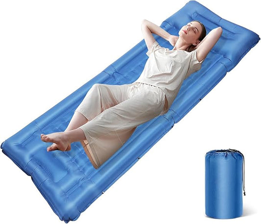 Camping Sleeping Pad, Self-Inflating Sleeping Mats with Pillow,Thick 6.2 Inch Ultralight Sleeping Pad with Built-in Foot Pump for Camping Backpacking Hiking Traveling Tent