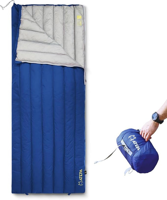 ATEPA Down Sleeping Bag for Adults, 650FP Ultralight 3 Season Compact Packable Sleeping Bag with Compression Sack for Camping Backpacking Hiking