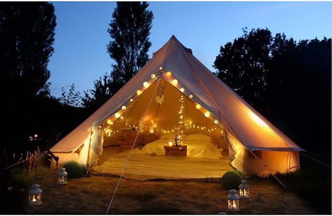 UNISTRENGH 4 Seasons Large Luxury Bell Tents Glamping Waterproof Cotton Canvas Yurt Family Tents for Outdoor Camping Hiking Birthday Party