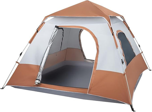 Outvita Pop Up Camping Tent, 4 Person Waterproof & Windproof Family Tent with Rainfly, Portable Easy Setup Outdoor Shelter with Carry Bag for Backpacking Hiking Trip Mountaineerin