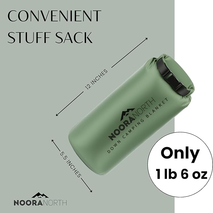 Down Camping Blanket with Footbox – Lightweight, Packable, Water Resistant Backpacking Quilt & Warm Puffy Compact Outdoor Throw – 52x77 with Stuff Sack for Stadium, Hiking & Travel