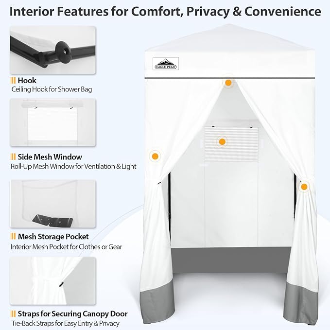 EAGLE PEAK Flex Ultra Compact 4x4 Pop-up Canopy, Sun Shelter, Changing Room, Portable Privacy Canopy Cabana for Pool, Fashion Photoshoots, or Camping, White
