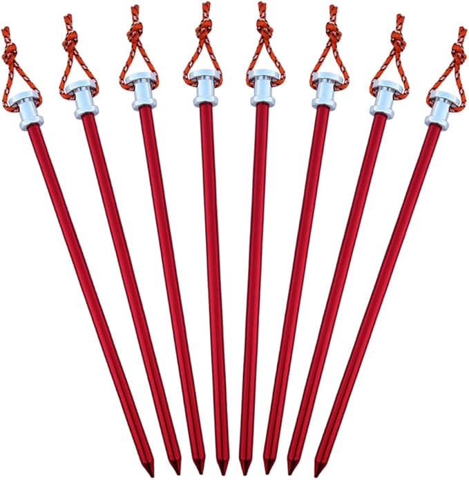 Tent Stakes Pegs 9 inch, Lightweight Aluminum Alloy Tent Canopy Nail for Outdoor Camping, Hiking, Picnic Blanket, Beach Mat, Yard Fence 8 Pack