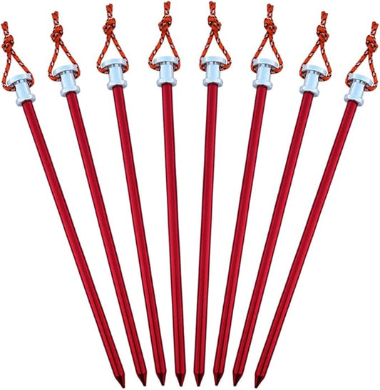 Tent Stakes Pegs 9 inch, Lightweight Aluminum Alloy Tent Canopy Nail for Outdoor Camping, Hiking, Picnic Blanket, Beach Mat, Yard Fence 8 Pack