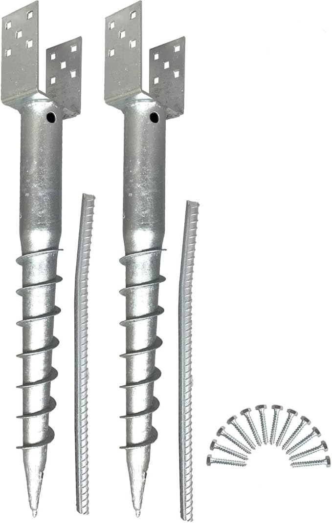 Ashman Ground Screw (2 Pack), No Dig, U-Model Screw in Post Stake - 27" Inch Long, Fits Standard 4x4 (3.5" X 3.5" Inch) Great for Mailbox Posts.