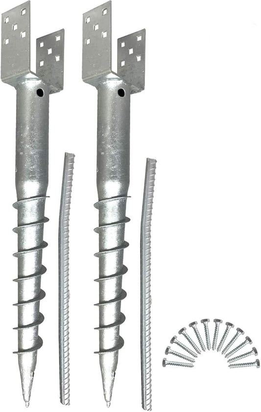 Ashman Ground Screw (2 Pack), No Dig, U-Model Screw in Post Stake - 27" Inch Long, Fits Standard 4x4 (3.5" X 3.5" Inch) Great for Mailbox Posts.