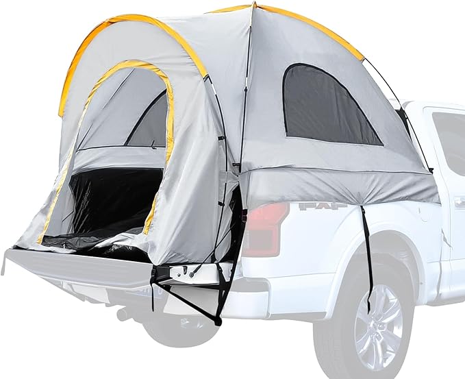Inflatable Truck Bed Tent for Camping 5.5ft-8ft, PU 3000mm Waterproof Pickup Truck Tent with 4'' Thick TPU Air Beams, 2 Mins Fast Setup Portable Ground & Truck Tent for 2-3 Person