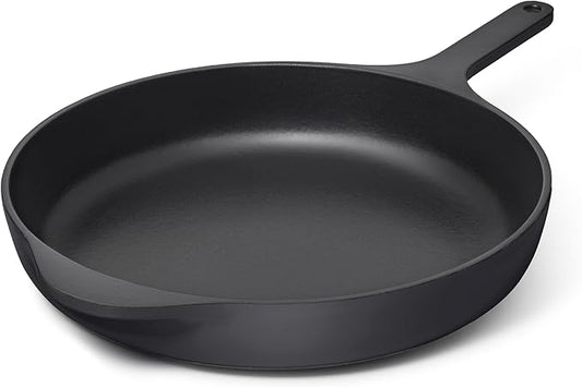 Caraway Cast Iron Skillet - 12” Enameled Cast Iron Pan With 3 Layer Enamel Coating - No Seasoning Required - Compatible With All Stovetops - Free From Forever Chemicals - Charcoal