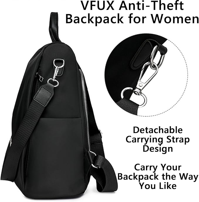 Anti Theft Backpack for Women, Large Capacity Leisure Shoulder Bag, Antitheft Backpack Crossbody Lightweight Travel (Black)
