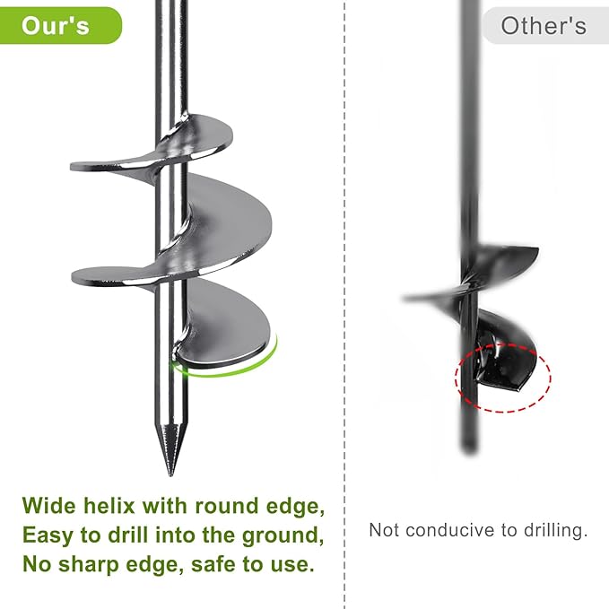 30'' Ground Anchors Screw in Heavy Duty 12mm Solid Steel, 3" Spiral Blade with Smooth Edges, Fully Welded Design for Mobile Home, Shed, Trampoline, Swing Set, Carport, Earth, Tent, 6Pack