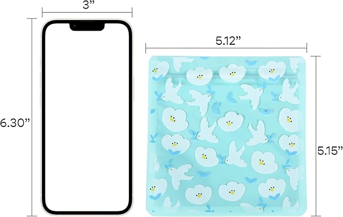 QQ Studio 100 PCS Clear Print Poly Plastic Color Empty Hangover Starter Kit with Resealable Zipper Seal Lock (Dove, 5.12 inch x 5.12 inch)