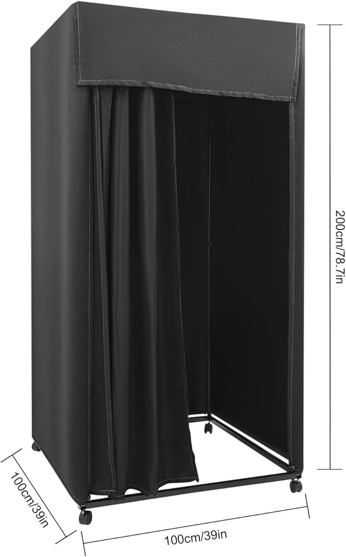 Clothing Store Fitting Tent, Portable Changing Room, Dressing Room for Boutique, Privacy Tent for Indoor Outdoor House Office Mall (Rectangular-Black-B)