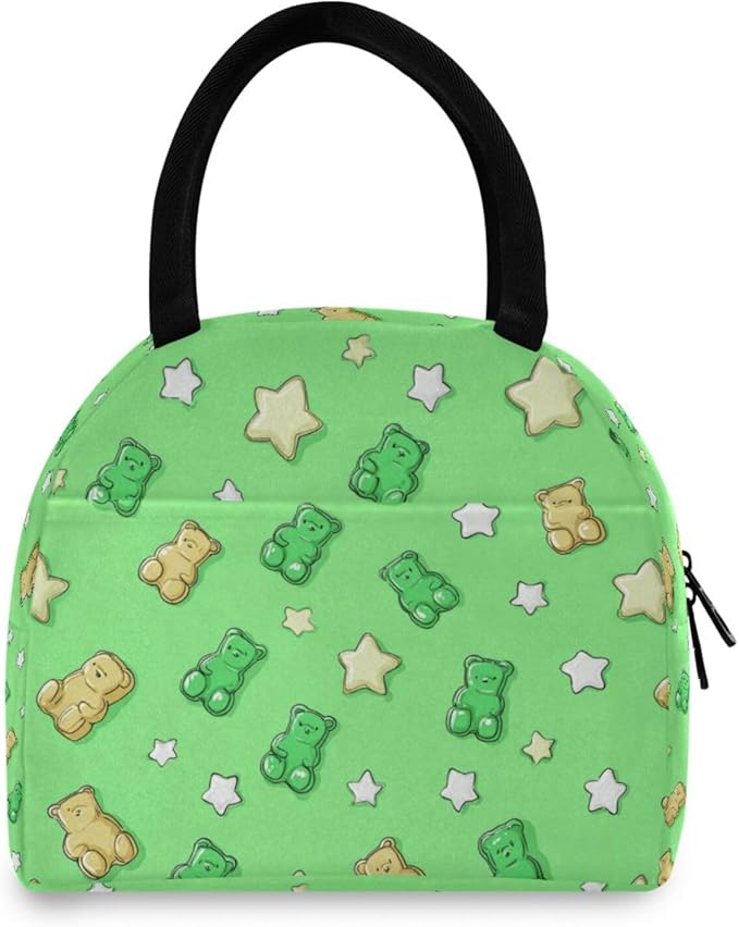 Kcldeci Kids Lunch Bag Insulated Lunch Box for Boys Girls Gummy Bear and Star Reusable Toddler Leak-proof Lunchbox for School and Daycare