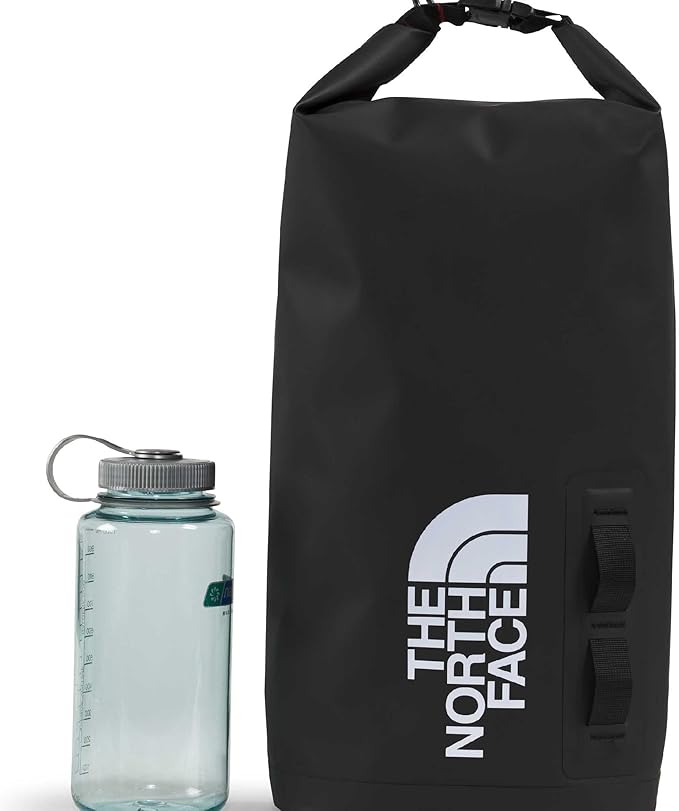The North Face Base Camp Dry Bag - Roll-Top Waterproof Stuff Sack, Ideal for Camping Gear & Kayak Accessories, TNF Black/TNF White, 12 Liters