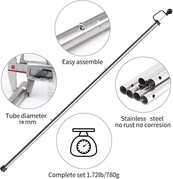 SANLIKE Tarp Poles Adjustable Tent Poles for Tarps Thickened Heavy Duty for Outdoor Canopy Shelter Awning Replacement 12pc Rods- 95in Set of 2 Canopy Poles