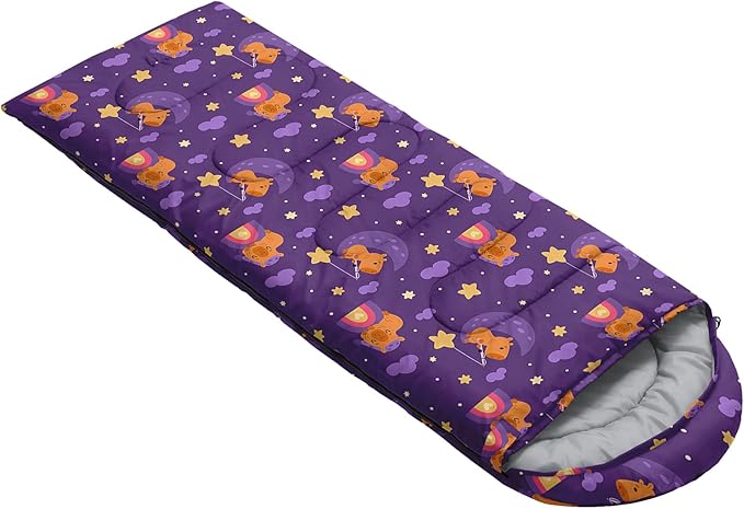 AILONEN Girls Pink Camping Sleeping Bags,Lightweight & Waterproof,3 Season Warm & Cool Weather,Cute Bow Duck Print Sleeping Bags for Kids,Girls,Adults Travelling,Outdoors