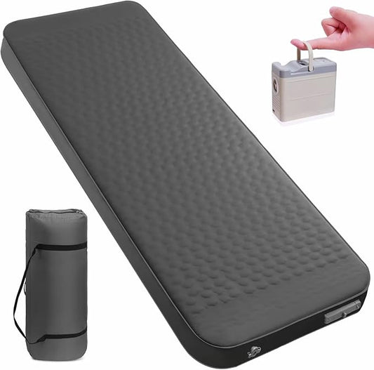 Self Inflating Sleeping Pad with Electric Pump, 4”Ultra-Thick Memory Foam Camping Mattress Pad, Ultralight Camping Sleeping Pad, 9.5 R-Value Insulated Sleeping Mat for Car Travel
