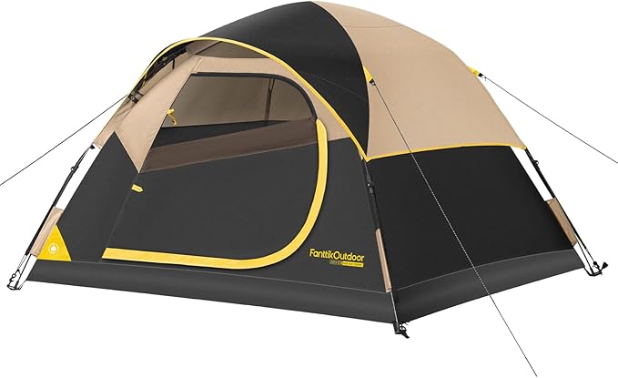 FanttikOutdoor Zeta C2/3/4 Camping Tent, 2/3/4 Person Instant Dome Tent, Easy Setup in 60s, Portable Waterproof Cabin Tent with Pre-Attached Poles & Air Vent, Ideal for Camping, Hiking, Backyard