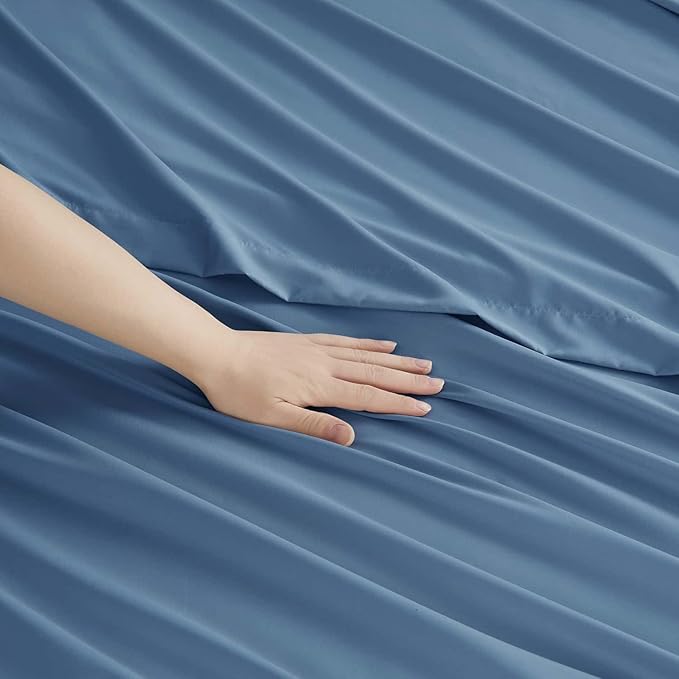 Clara Clark Full Sheets, 6 Piece Set - Hotel Luxury Bed Sheets, Super Soft Bedding Set, Full Size, Blue Heaven