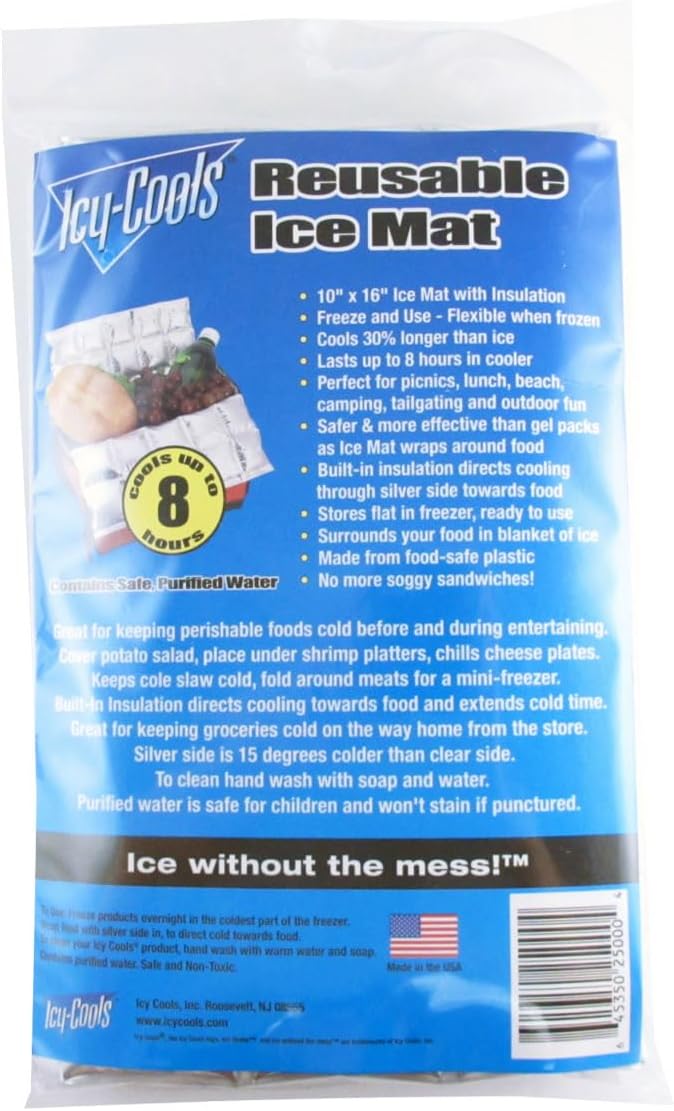ICY-COOLS Reusable Ice Packs for Coolers - Flexible Ice Sheets, Flat and Long-Lasting for Camping or Lunch Boxes, 10x16 & 8x12, 1 or 3 Pack