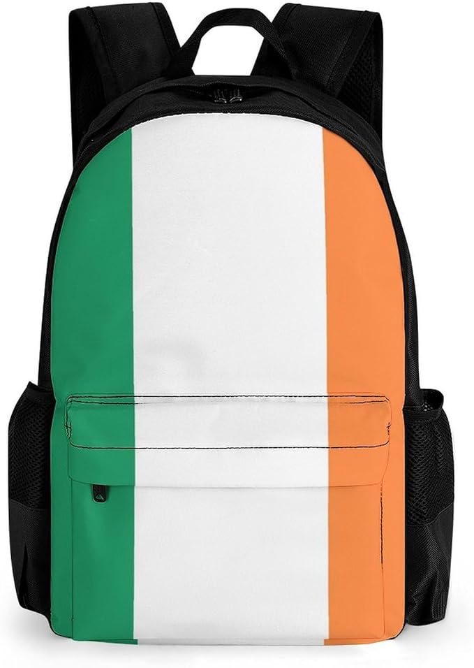 Rucksack Multipurpose Anti-Theft Big Capacity Shoulder Bag, Ireland Flag Travel Hiking Camping Rucksack With Side Pockets
