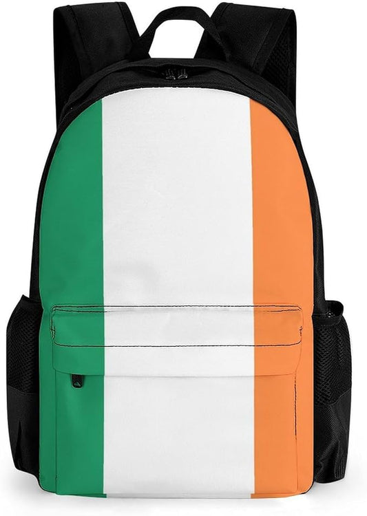 Rucksack Multipurpose Anti-Theft Big Capacity Shoulder Bag, Ireland Flag Travel Hiking Camping Rucksack With Side Pockets