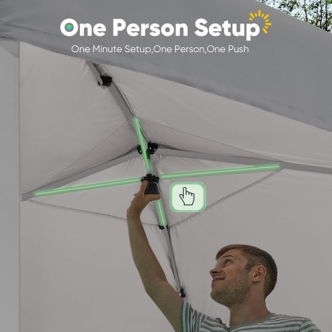 Quictent 10x10 Pop up Canopy Tent with Netting, Auto-Close Magnetic Doors, One Person Instant Setup Screen House Room Tent Screened Waterproof